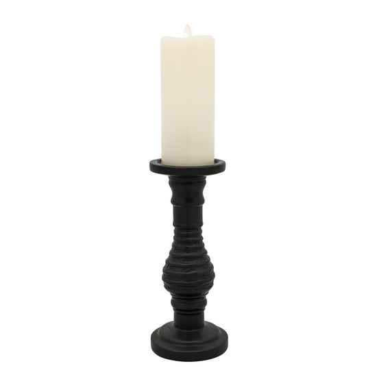Sagebrook Home Black Textured Ceramic Candle Holder - lily & onyx