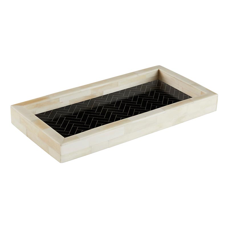 47th & Main Black & White Rectangular Long Tray - lily & onyx