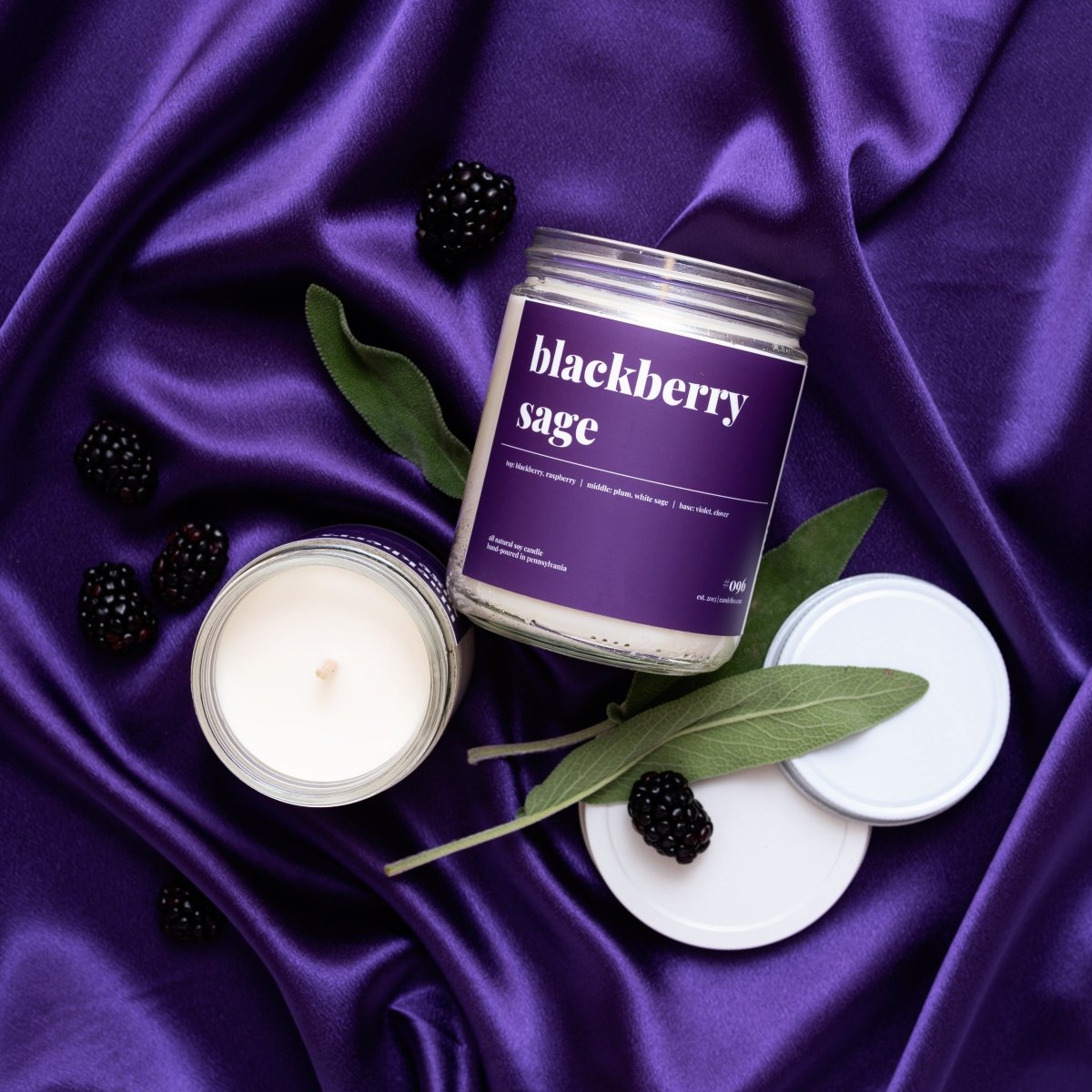 Candelles Blackberry Sage Soy Candle, 16 oz - lily & onyx