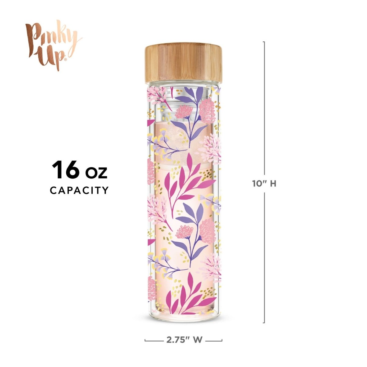 Pinky Up Blair™ Botanical Bliss Glass Travel Infuser Mug - lily & onyx