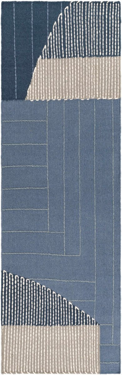 Hauteloom Blue Hanwood Wool Blend Braided Area Rug - lily & onyx