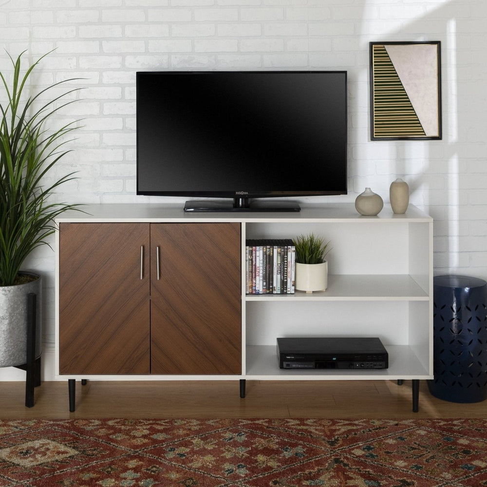 Walker Edison Bookmatch Hampton Asymmetrical Sideboard / TV Stand - lily & onyx