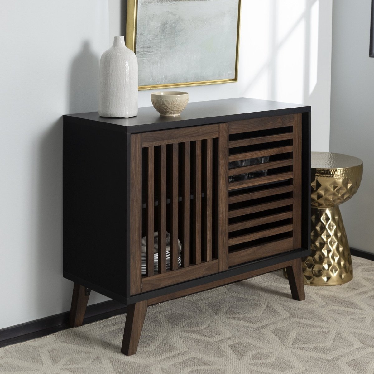 Walker Edison Bowie Modern Sliding Slat Door Accent Cabinet - lily & onyx