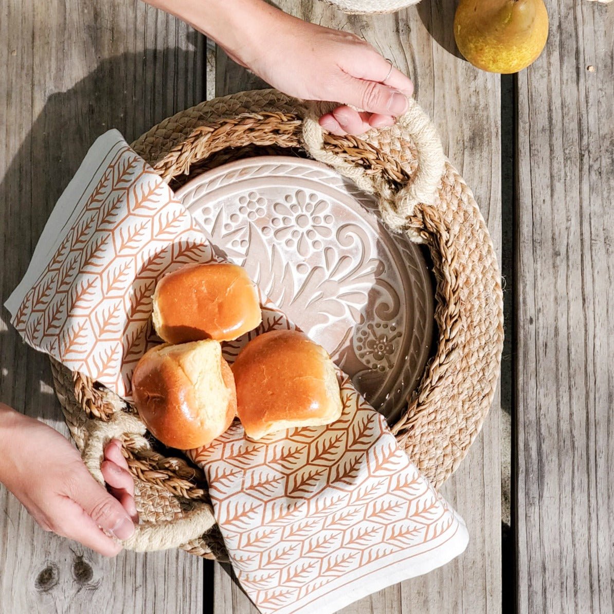 KORISSA Bread Warmer & Basket Gift Set with Tea Towel - Bird Round - lily & onyx