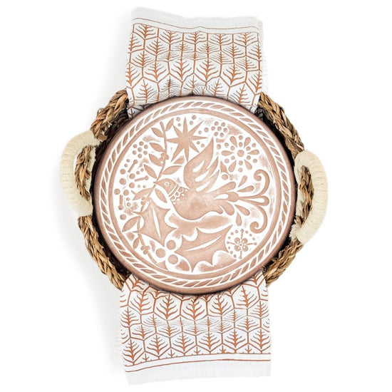 KORISSA Bread Warmer & Basket Gift Set with Tea Towel - Bird Round - lily & onyx