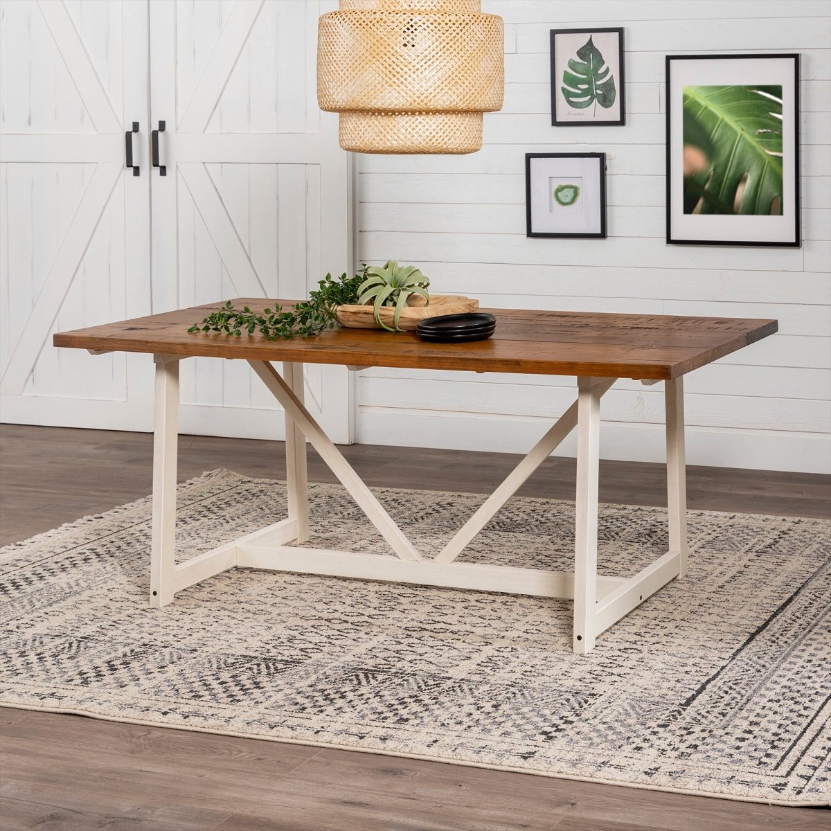 Walker Edison Brennan Solid Wood Trestle Dining Table - lily & onyx