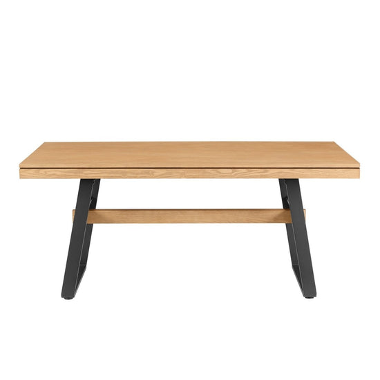 Walker Edison Brickell Modern Industrial Bridge-Leg Dining Table - lily & onyx