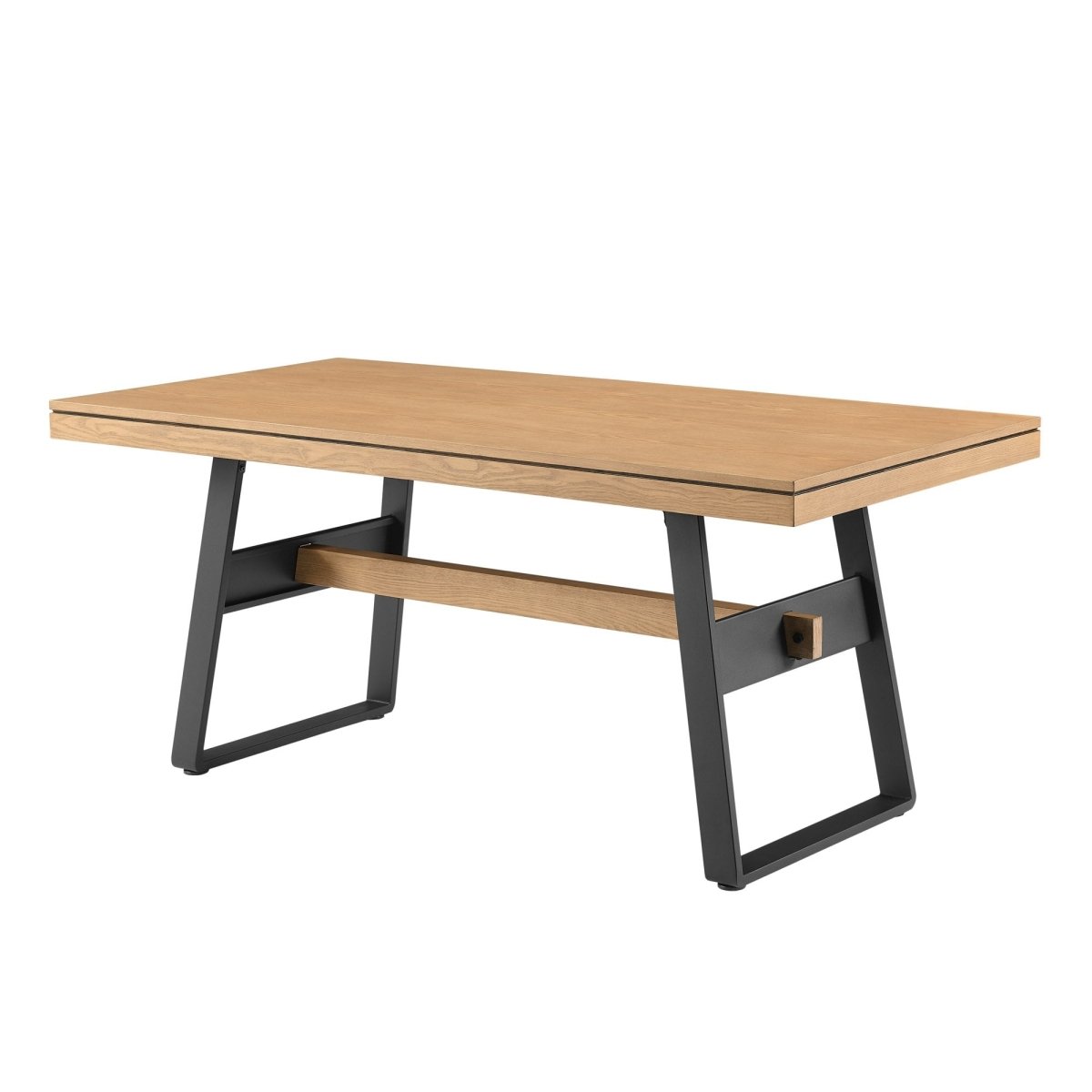 Walker Edison Brickell Modern Industrial Bridge-Leg Dining Table - lily & onyx