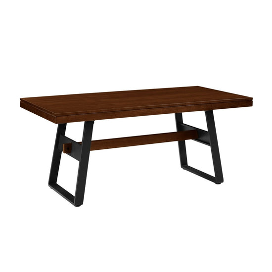 Walker Edison Brickell Modern Industrial Bridge-Leg Dining Table - lily & onyx