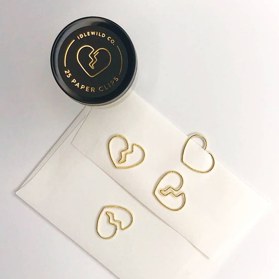 Idlewild Co. Broken Heart Gold Plated Paper Clips, 25 Count - lily & onyx