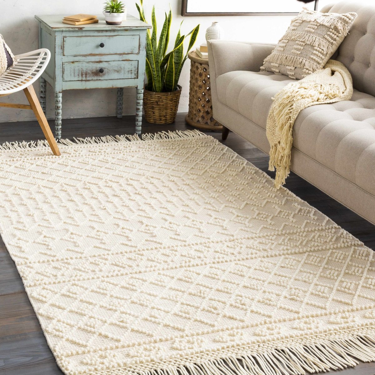 Hauteloom Brothers Beige Wool & Cotton Rug - lily & onyx