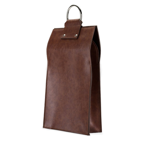 Viski Brown Faux Leather Double Bottle Wine Tote - lily & onyx
