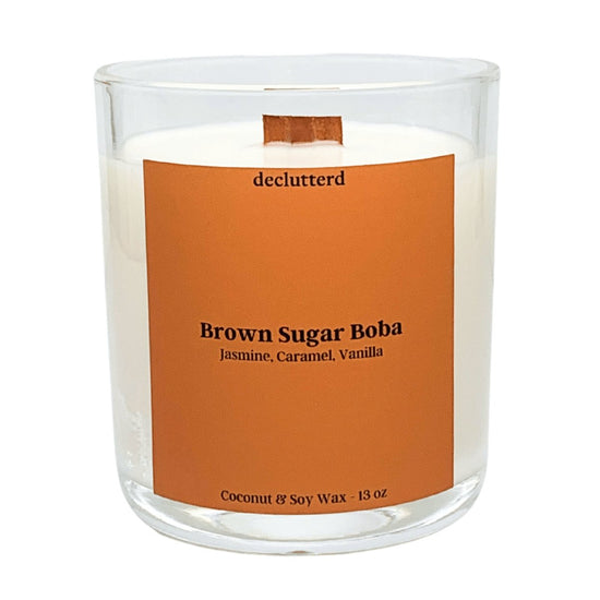 declutterd Brown Sugar Boba Wood Wick Candle - lily & onyx