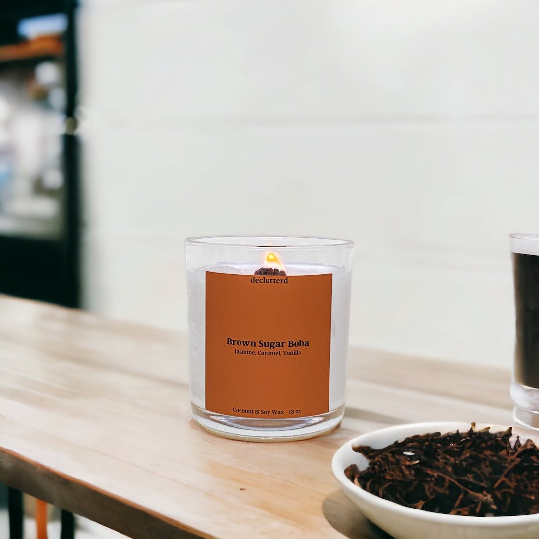 declutterd Brown Sugar Boba Wood Wick Candle - lily & onyx