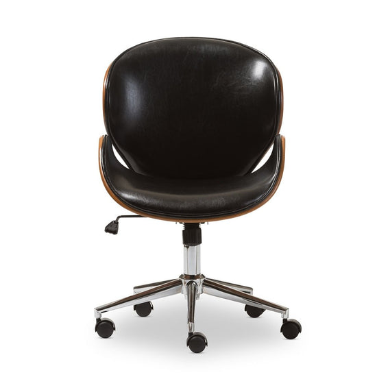 Baxton Studio Bruce Walnut And Black Modern Office Chair - lily & onyx