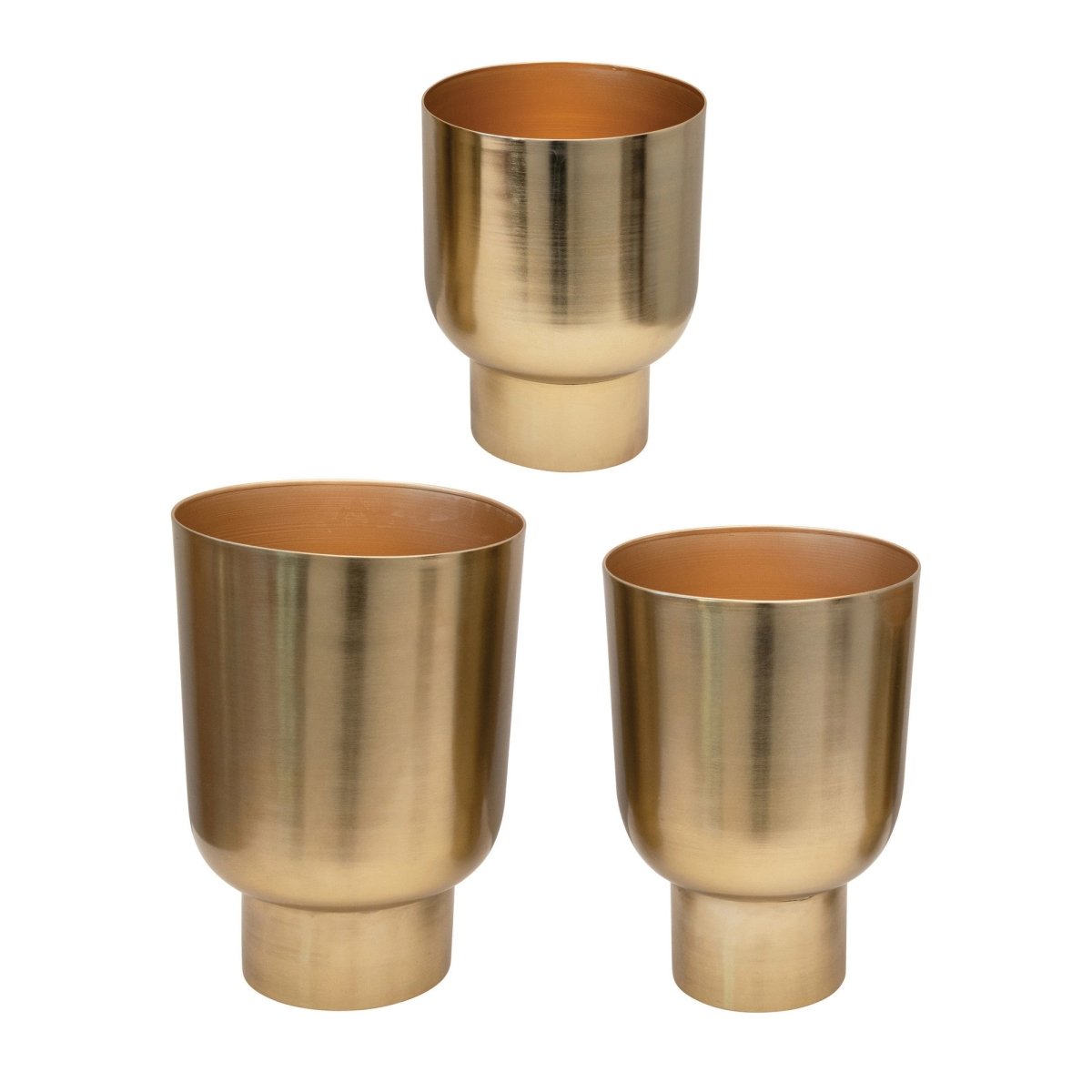 Load image into Gallery viewer, lily &amp;amp; onyx Brushed Antique Gold Finish Metal Planters, Set Of 3 | 9&amp;quot;, 10&amp;quot; &amp;amp; 11&amp;quot; - lily &amp;amp; onyx

