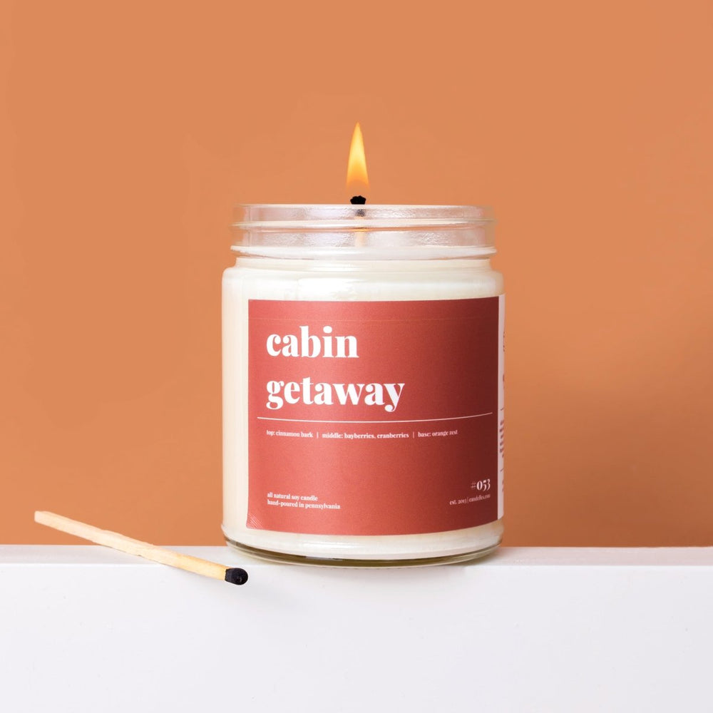 Candelles Cabin Getaway Soy Candle, 9 oz - lily & onyx