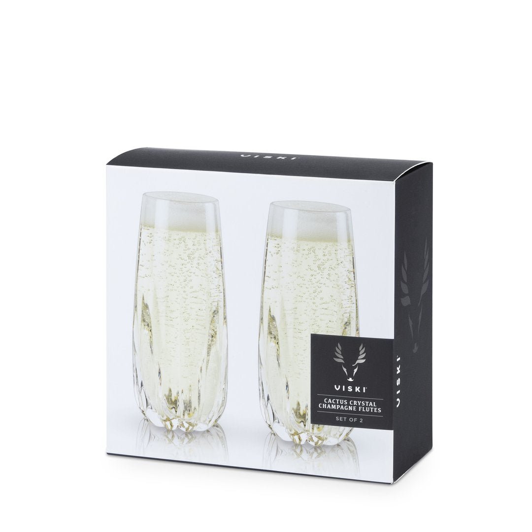 Load image into Gallery viewer, Viski Cactus Crystal Stemless Champagne Flutes - lily &amp;amp; onyx
