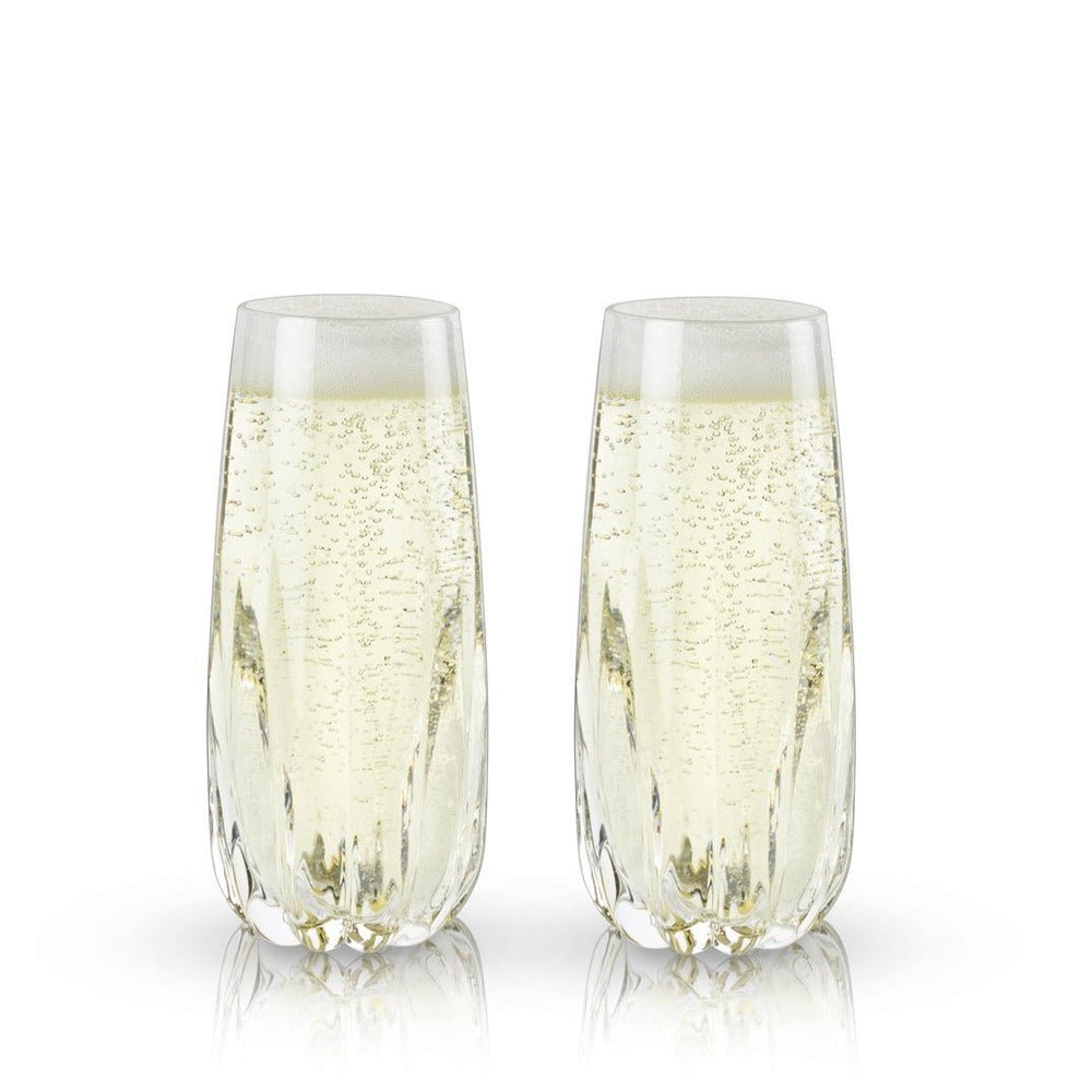 Viski Cactus Crystal Stemless Champagne Flutes - lily & onyx