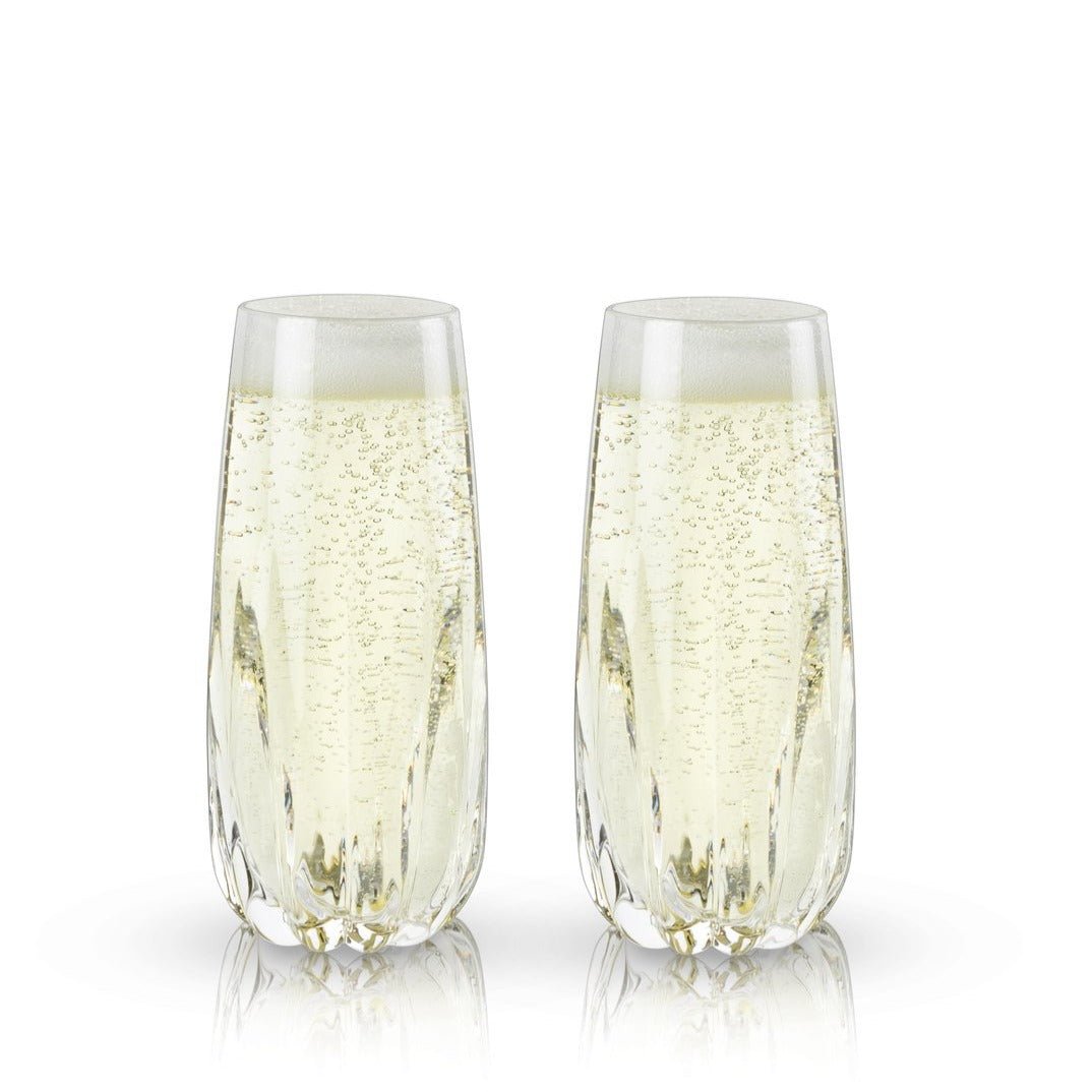 Load image into Gallery viewer, Viski Cactus Crystal Stemless Champagne Flutes - lily &amp;amp; onyx

