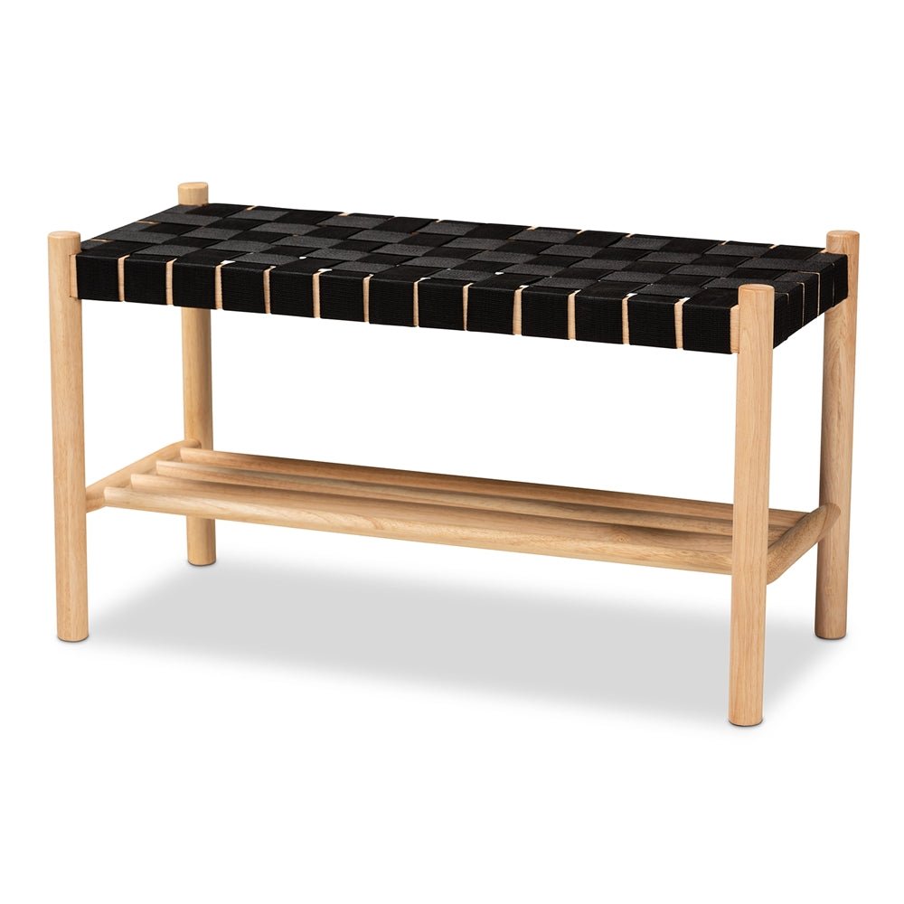 
                      
                        Baxton Studio Cadmus Rustic Mid Century Modern Black And Oak Brown Finished Wood Bench - lily & onyx
                      
                    
