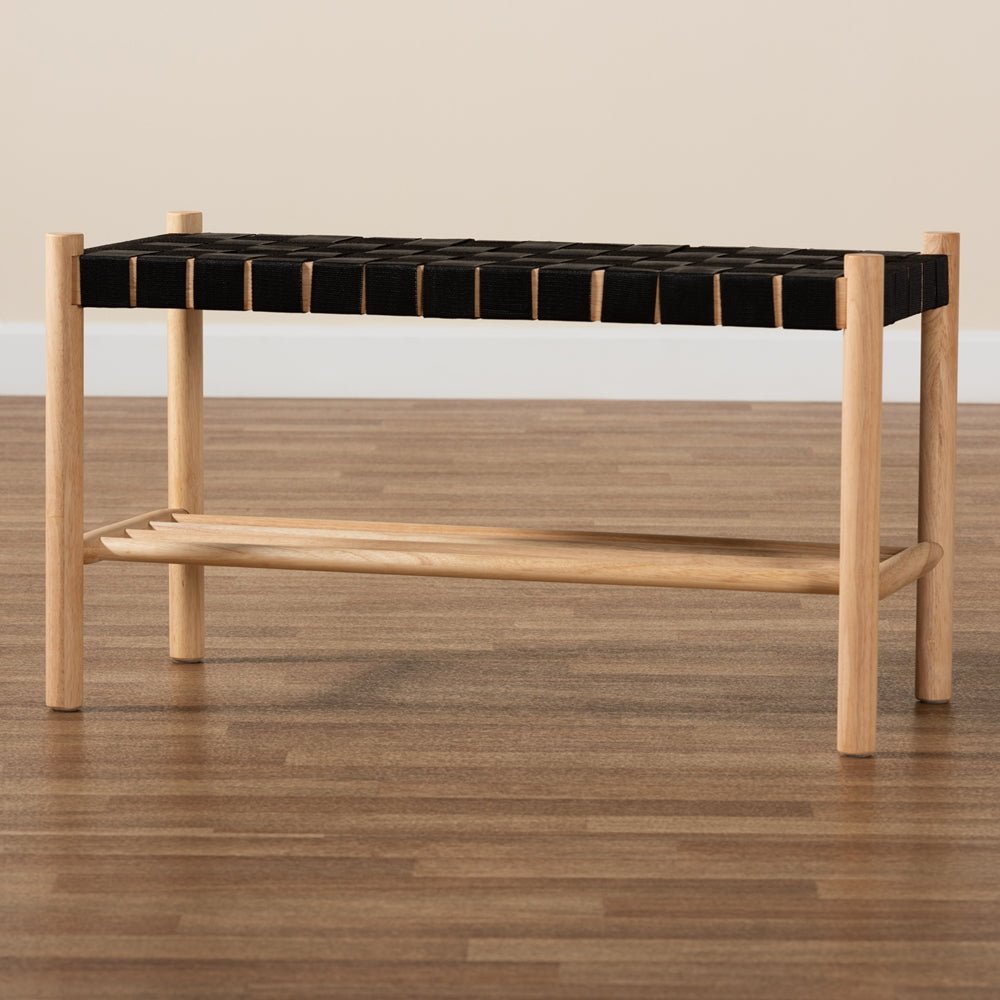 
                      
                        Baxton Studio Cadmus Rustic Mid Century Modern Black And Oak Brown Finished Wood Bench - lily & onyx
                      
                    