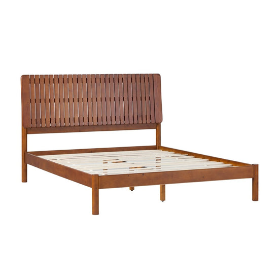 Walker Edison Callen Slatted Headboard Mid-Century Modern Solid Wood Bed - lily & onyx