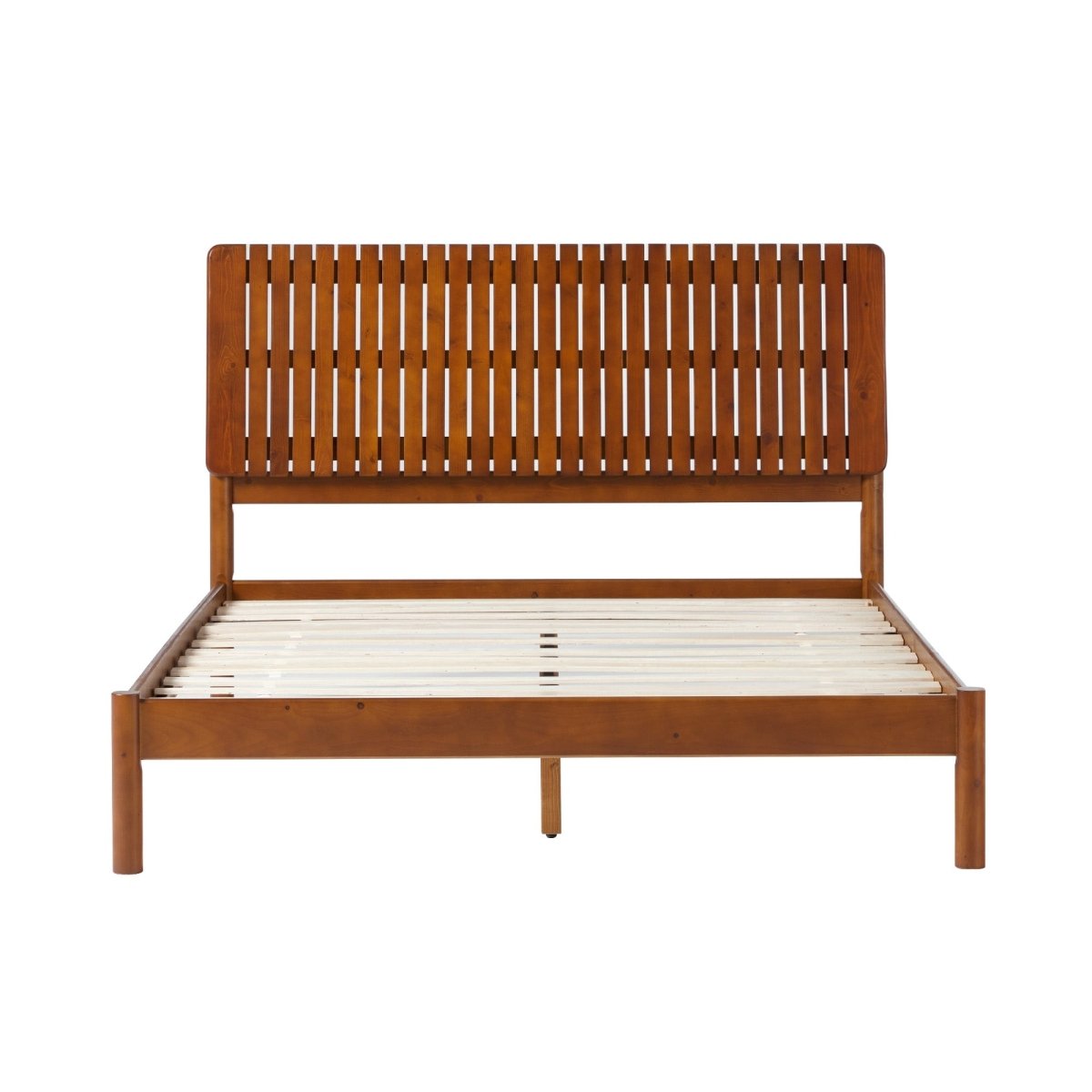 Walker Edison Callen Slatted Headboard Mid-Century Modern Solid Wood Bed - lily & onyx