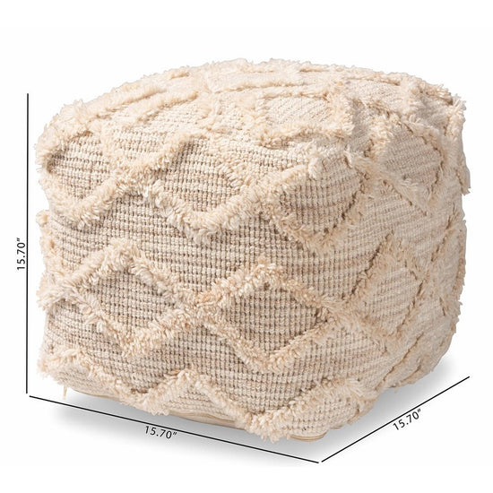 Load image into Gallery viewer, Baxton Studio Carilyn Modern And Contemporary Moroccan Inspired Ivory Handwoven Wool Blend Pouf Ottoman - lily &amp;amp; onyx
