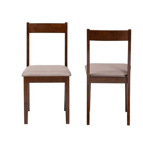 Baxton Studio Carola Mid-Century Modern Upholstered Fabric & Dark Brown Finished Wood 2-Piece Dining Chair Set - lily & onyx