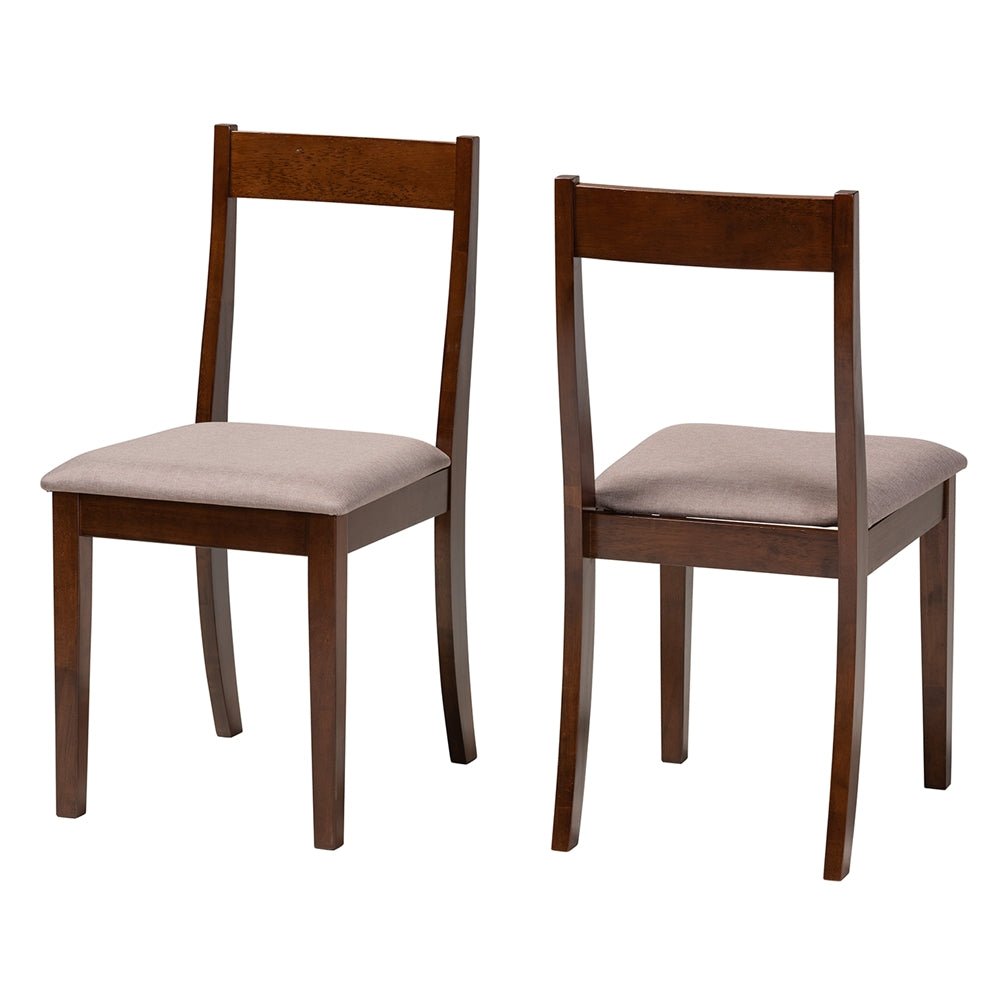 Baxton Studio Carola Mid-Century Modern Upholstered Fabric & Dark Brown Finished Wood 2-Piece Dining Chair Set - lily & onyx