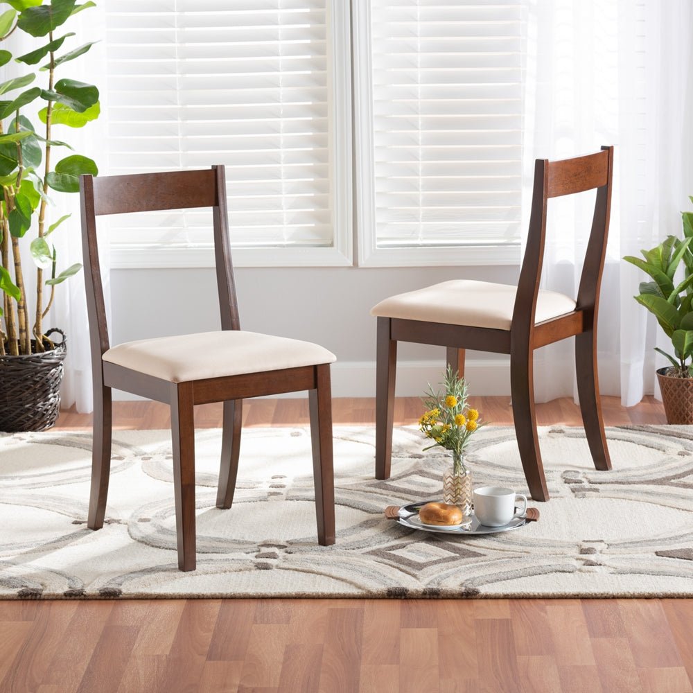 
                      
                        Baxton Studio Carola Mid-Century Modern Upholstered Fabric & Dark Brown Finished Wood 2-Piece Dining Chair Set - lily & onyx
                      
                    
