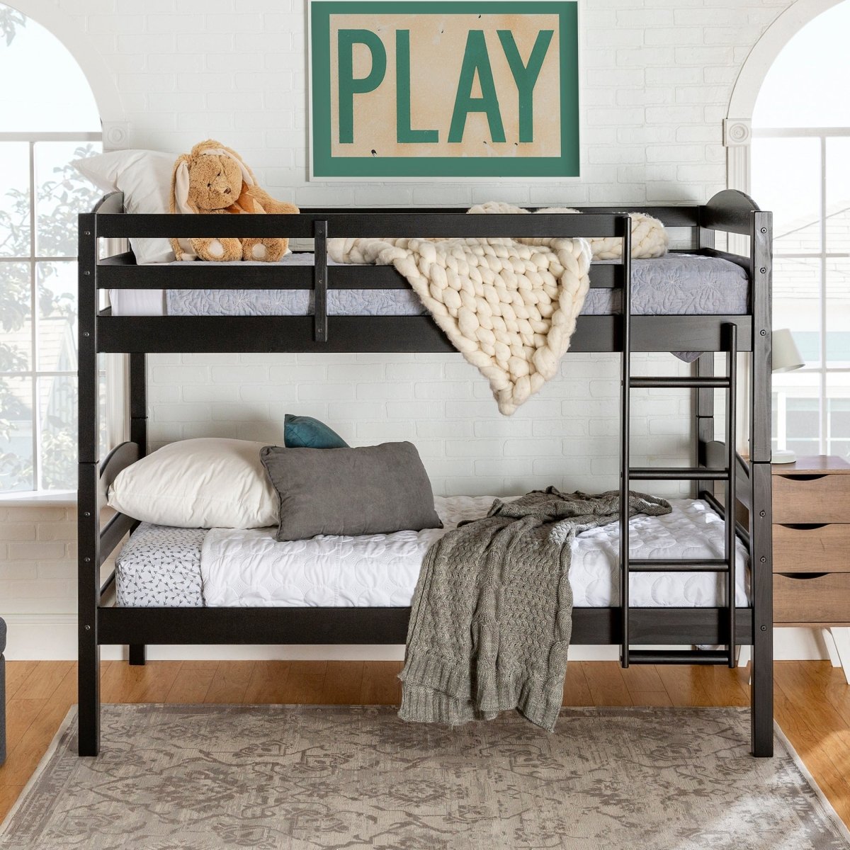 Walker Edison Carolina Transitional Solid Wood Twin-over-Twin Bunk Bed - lily & onyx