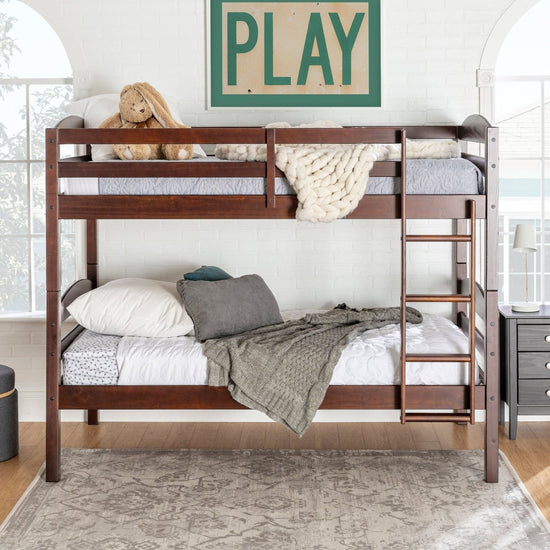 Walker Edison Carolina Transitional Solid Wood Twin-over-Twin Bunk Bed - lily & onyx