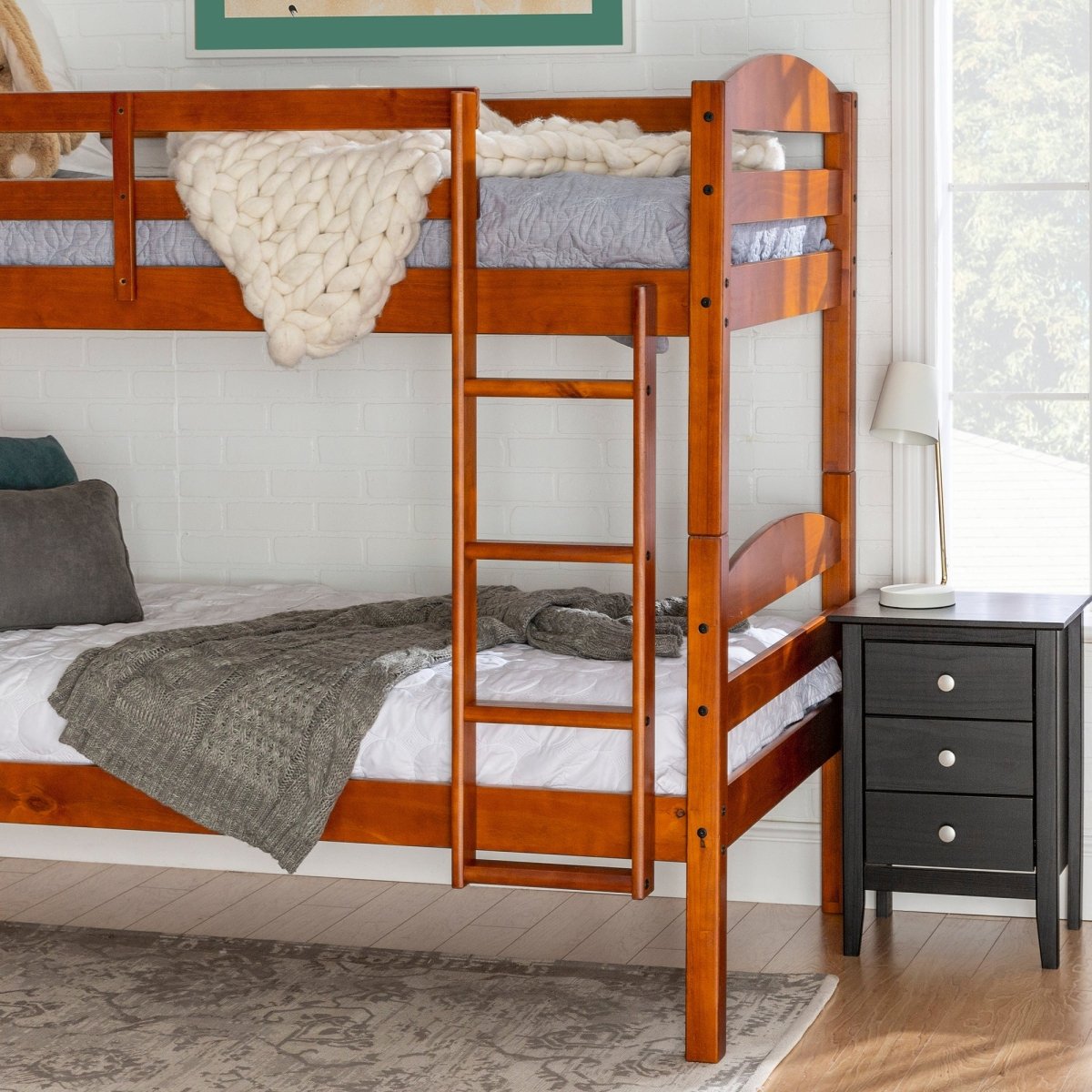 Walker Edison Carolina Transitional Solid Wood Twin-over-Twin Bunk Bed - lily & onyx