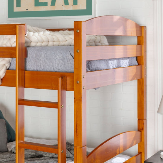 Walker Edison Carolina Transitional Solid Wood Twin-over-Twin Bunk Bed - lily & onyx