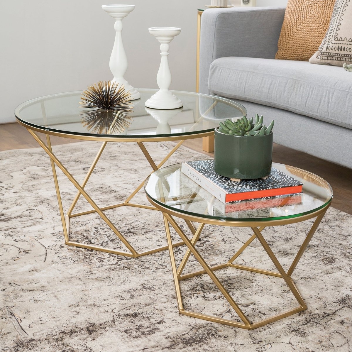 Walker Edison Caroline Nesting Geometric Table Set - lily & onyx