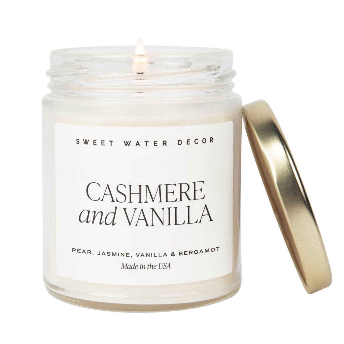 Sweet Water Decor Cashmere and Vanilla Soy Candle - Clear Jar - 9 oz - lily & onyx