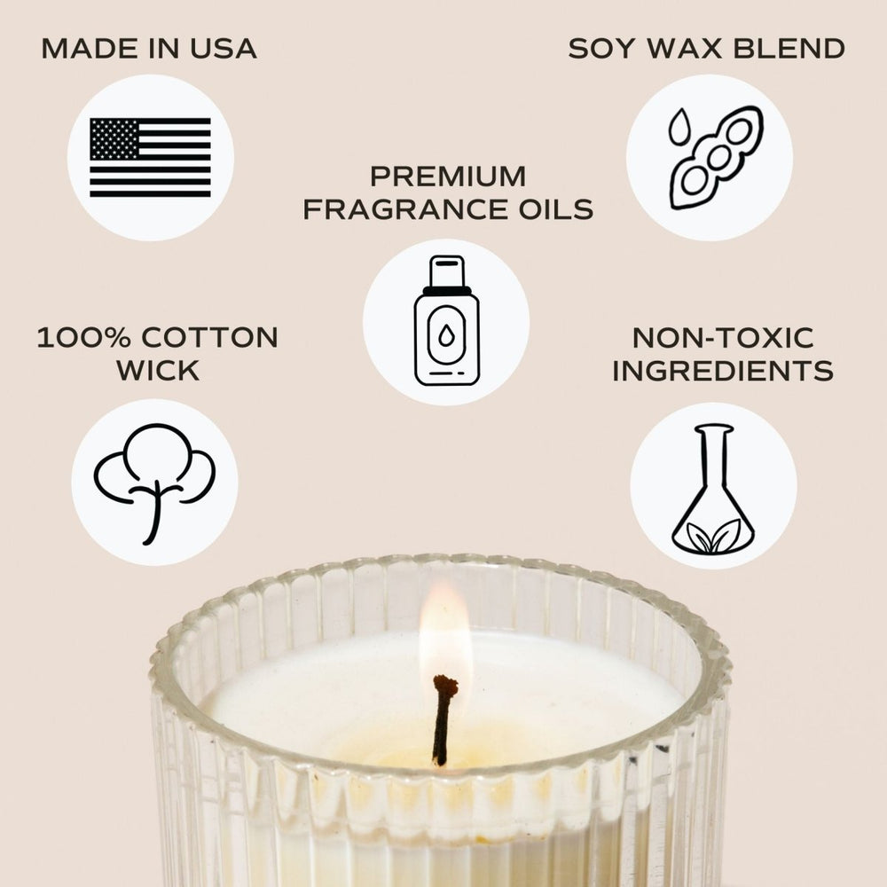
                      
                        Sweet Water Decor Cashmere and Vanilla Soy Candle - Ribbed Glass Jar - 11 oz - lily & onyx
                      
                    
