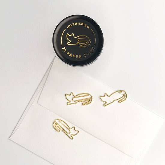 Idlewild Co. Cat Gold Plated Paper Clips, 25 Count - lily & onyx
