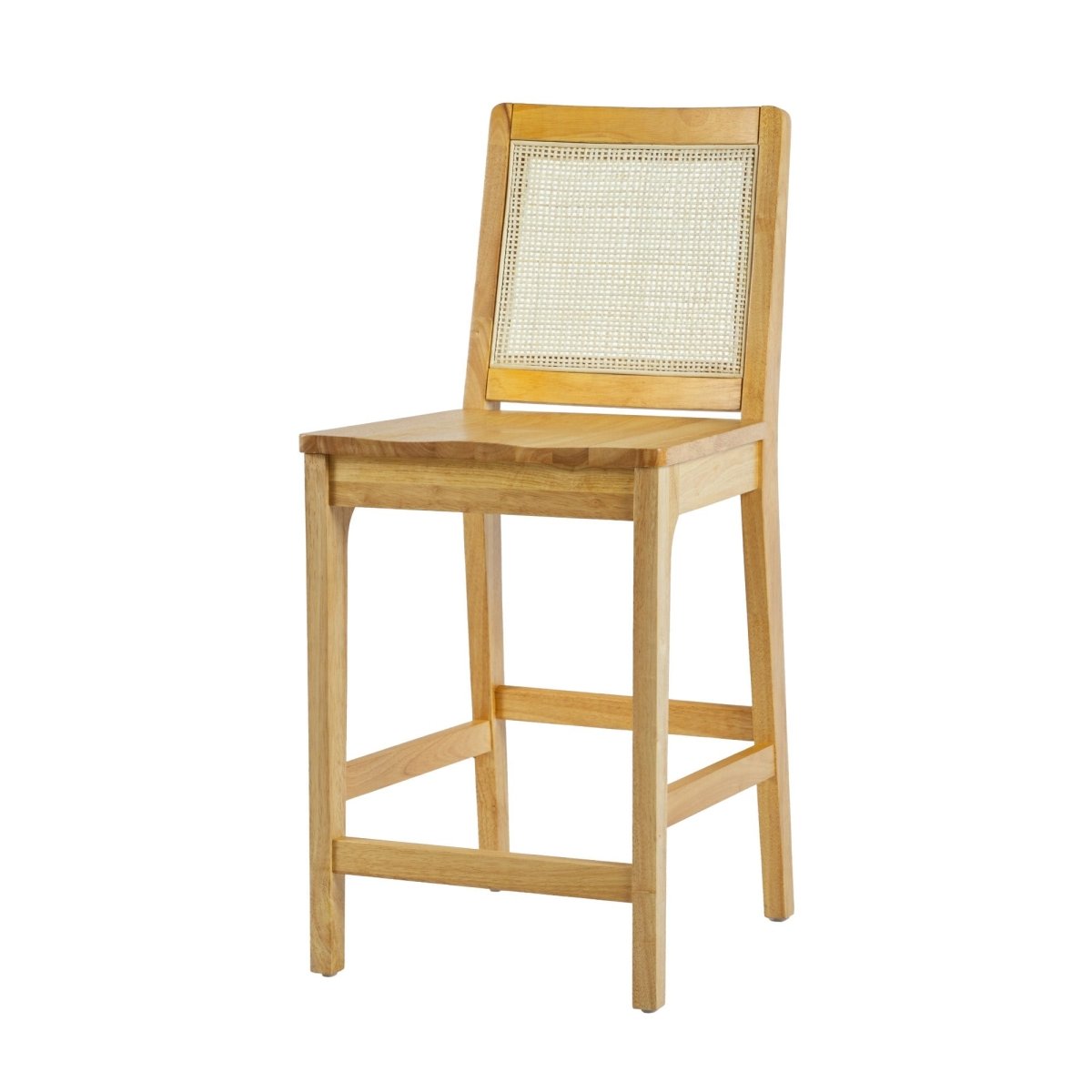 Walker Edison Catalina Solid Wood Bar Stool with Rattan Back Insert, Set of 2 - lily & onyx