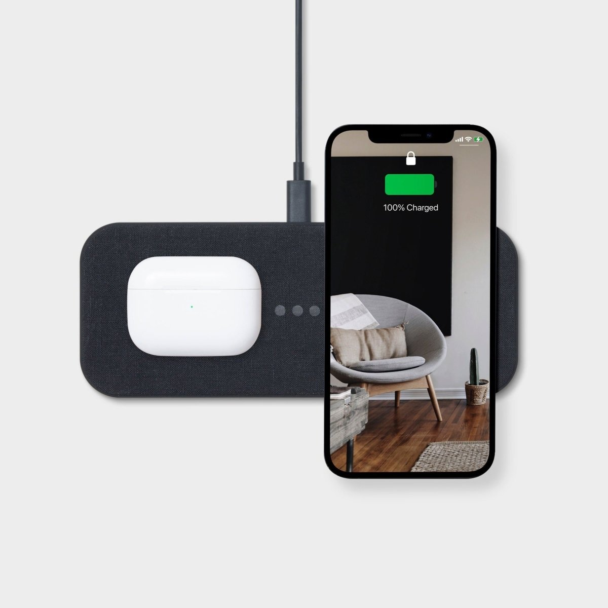 Courant Catch: 2 Essentials Multi Device Wireless Charger in Belgian Linen - lily & onyx