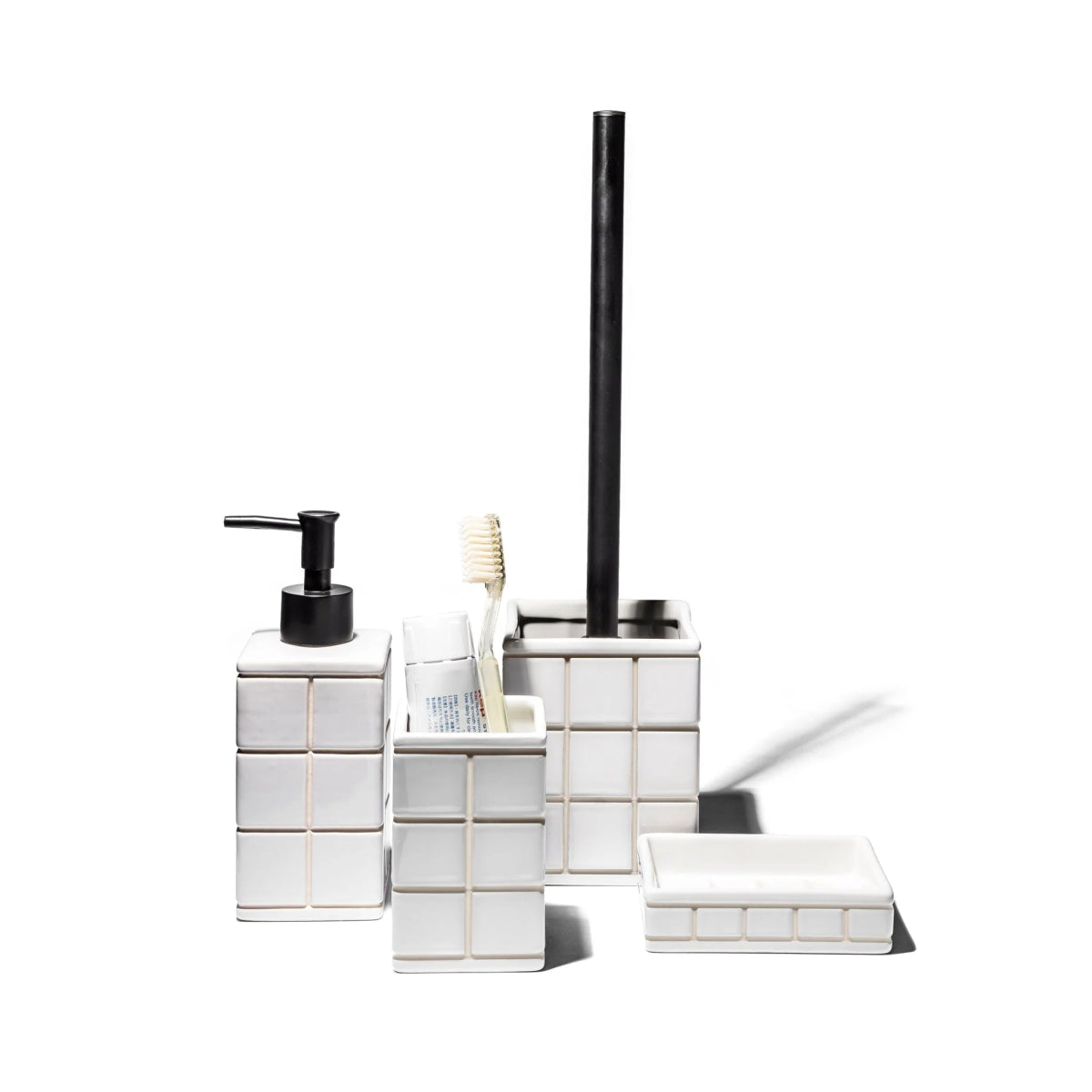 Load image into Gallery viewer, puebco Ceramic Bath Ensemble Complete Set - lily &amp;amp; onyx
