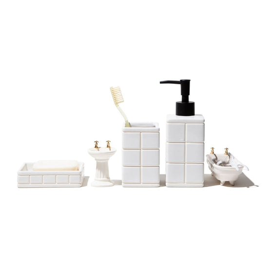 puebco Ceramic Bath Ensemble Soap Dispenser - lily & onyx