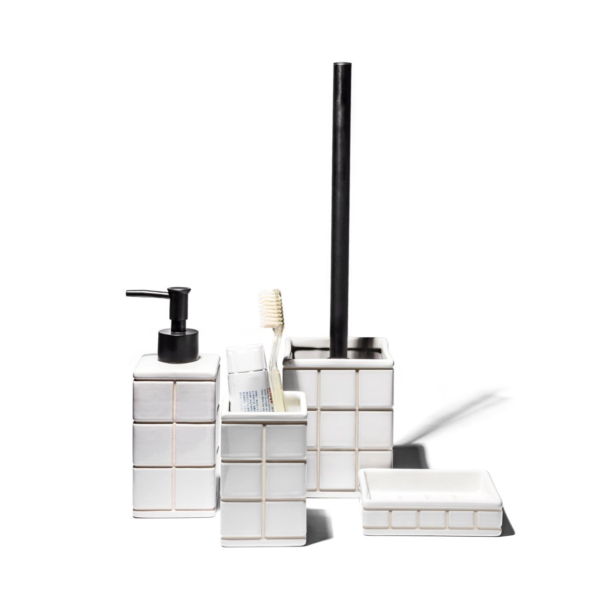 Load image into Gallery viewer, puebco Ceramic Bath Ensemble Toothbrush Stand - lily &amp;amp; onyx
