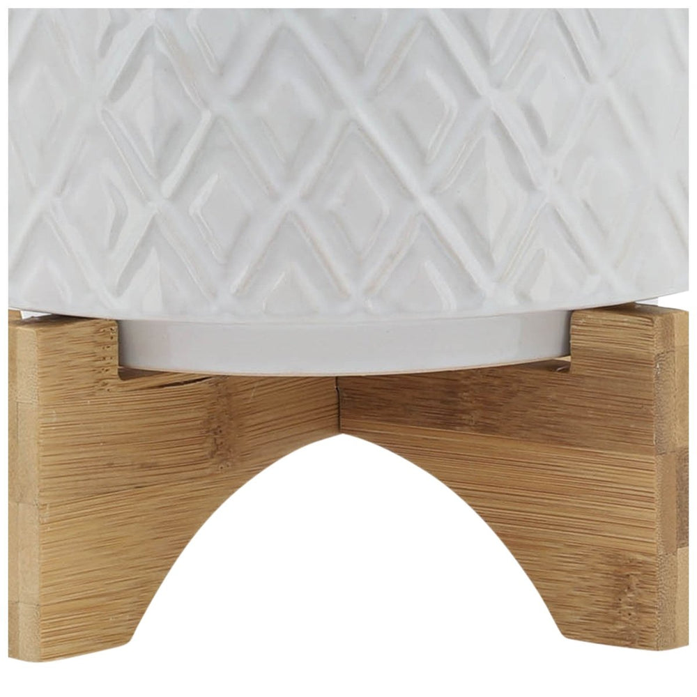 
                      
                        Sagebrook Home Ceramic Planter with Diamond Pattern and Glossy Finish and Wood Stand, Light Gray Ombre - lily & onyx
                      
                    