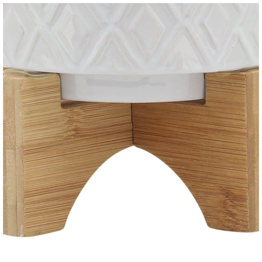 
                      
                        Sagebrook Home Ceramic Planter with Diamond Pattern and Glossy Finish and Wood Stand, Light Gray Ombre - lily & onyx
                      
                    