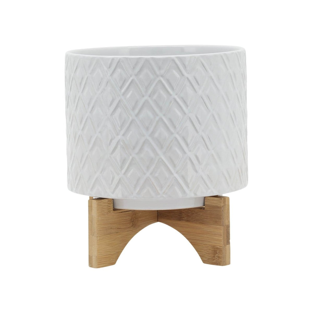 
                      
                        Sagebrook Home Ceramic Planter with Diamond Pattern and Glossy Finish and Wood Stand, Light Gray Ombre - lily & onyx
                      
                    