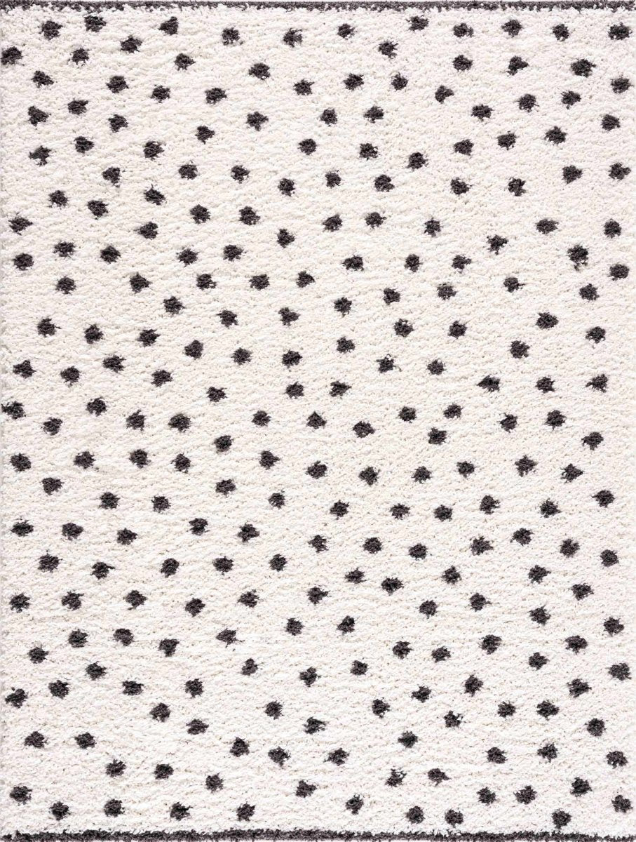 Hauteloom Chaia Dotted Black & White Plush Rug - lily & onyx