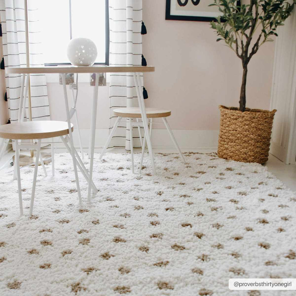 
                      
                        Hauteloom Chaia Dotted Cream & Brown Plush Rug - lily & onyx
                      
                    